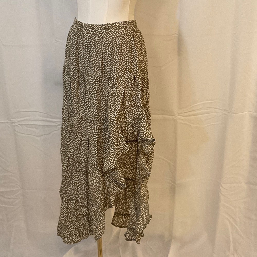 Chic Asymmetrical Brown Patterned Skirt
